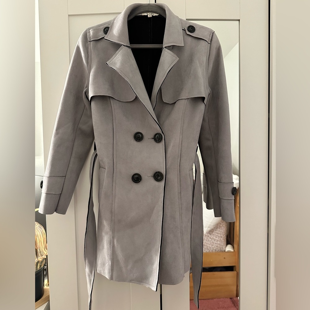 🌸🎈 Double-Breasted SuedeTrench Coat🌸